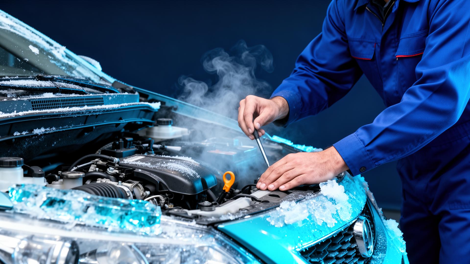 Mecânico realizando manutenção em ar condicionado automotivo